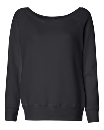 BELLA + CANVAS Women’s Sponge Fleece Wide Neck Sweatshirt 7501 #color_Solid Black Triblend