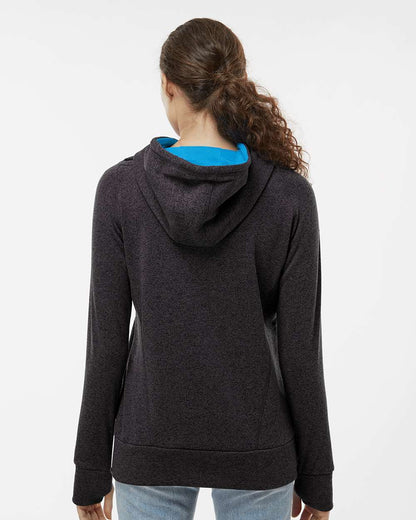 J. America Women’s Cosmic Fleece Hooded Sweatshirt 8616 #colormdl_Onyx Fleck/ Electric Blue