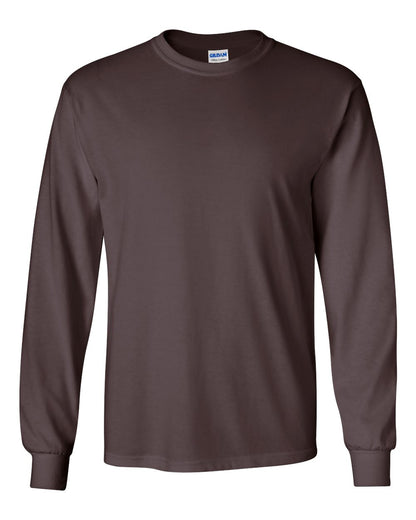 Gildan Unisex Ultra Cotton® Long Sleeve T-Shirt 2400 #color_Dark Chocolate