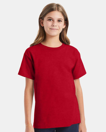 Hanes Essential-T Youth T-Shirt 5480 #colormdl_Deep Red