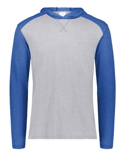 Augusta Sportswear Unisex Gameday Vintage Hooded T-Shirt 6884 #color_Grey Heather/ Royal Heather