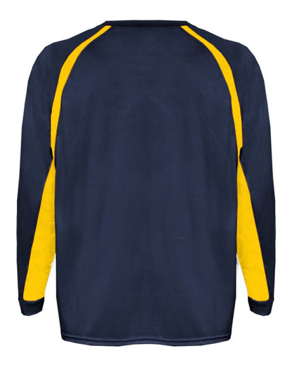 Badger Youth B-Core Hook Long Sleeve T-Shirt 2154 #color_Navy/ Gold