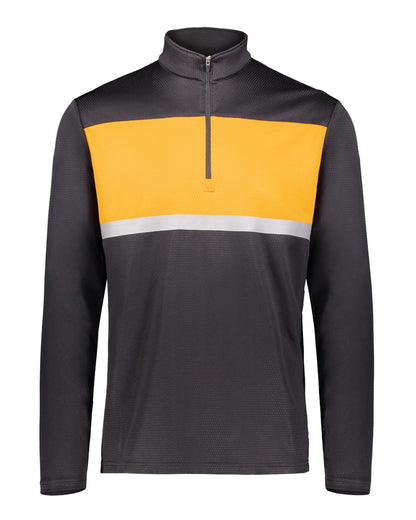 Holloway Men's Dry-Excel™ Prism Bold Quarter-Zip Pullover 222591 #color_Black/ Gold