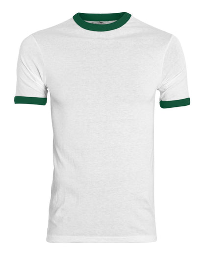 Augusta Sportswear 50/50 Ringer T-Shirt 710 #color_White/ Dark Green