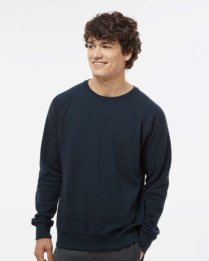 J. America Men's Ripple Fleece Raglan Crewneck Sweatshirt 8707 #colormdl_Navy