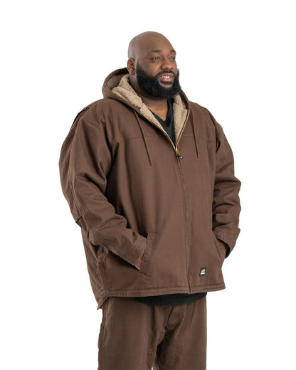 Berne Apparel Men's Heartland Washed Duck Hooded Work Coat HJ626 #colormdl_Bark