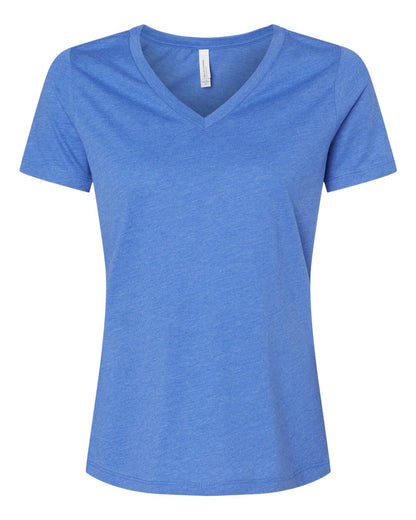 BELLA + CANVAS Women's Relaxed Heather CVC V-Neck Tee 6405CVC #color_Heather True Royal