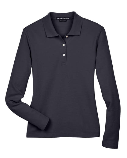 Devon & Jones Women's Pima Piqué Long Sleeve Polo D110W #color_Navy