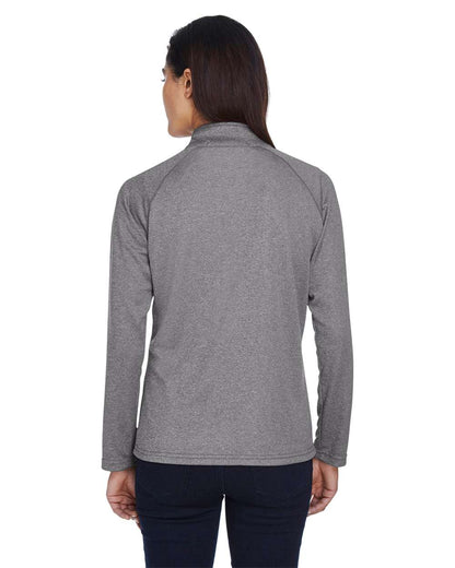 Devon & Jones Women's Stretch Tech-Shell® Compass Quarter-Zip Pullover DG440W #colormdl_Dark Grey Heather