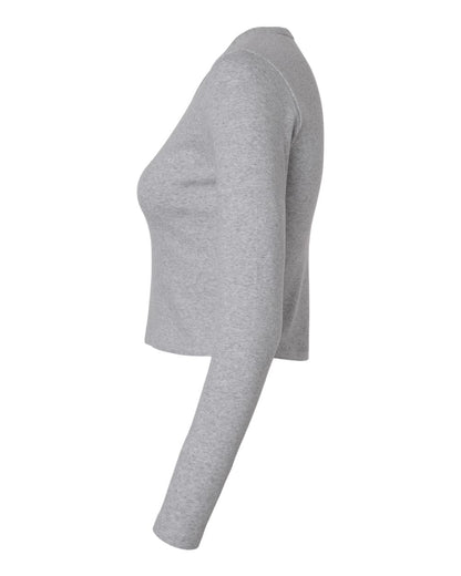 American Apparel Women's Baby Rib Long Sleeve Cropped Tee BR2107 #color_Heather Grey