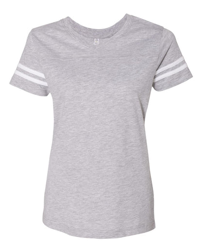 LAT Women's Football V-Neck Fine Jersey Tee 3537 #color_Vintage Heather/ White