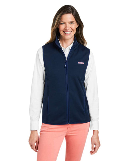 vineyard vines Women's Mountain Sweater Fleece Vest O001411 #colormdl_Vineyard Navy