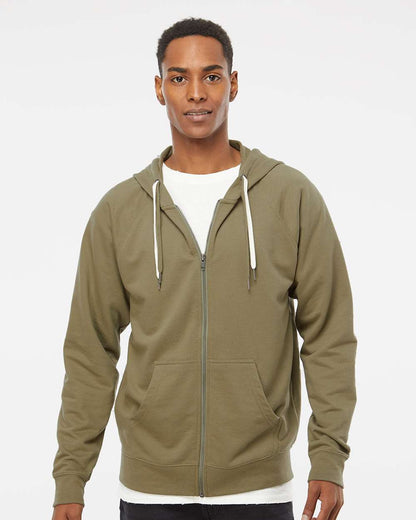 Independent Trading Co. Icon Lightweight Loopback Terry Full-Zip Hooded Sweatshirt SS1000Z #colormdl_Olive