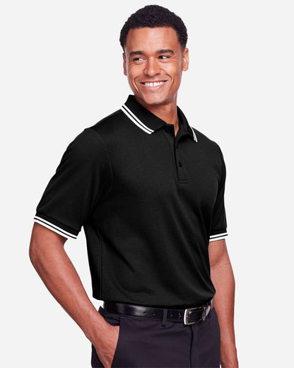 Devon & Jones Men's CrownLux Performance® Plaited Tipped Polo DG20C #colormdl_Black/ White