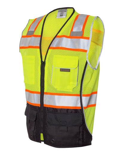 Kishigo Unisex Premium Black Series® Black Bottom Class 2 Vest 1515-1516 #color_Lime
