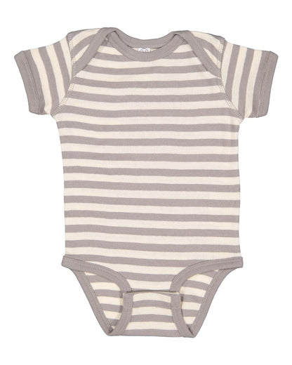 Rabbit Skins Infant Baby Rib Bodysuit 4400 #color_Titanium/ Natural Stripe