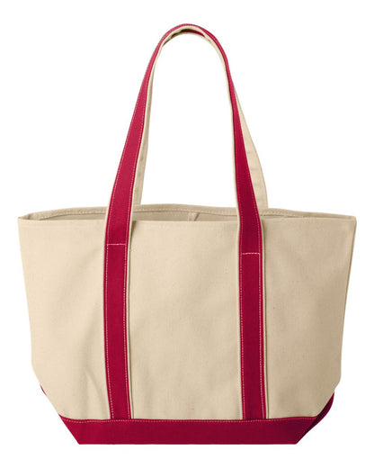 Liberty Bags Windward Large Cotton Canvas Classic Resort Tote 8871 #color_Natural/ Red