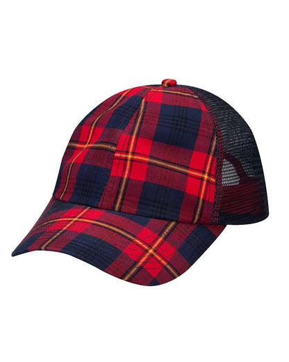 Adams Headwear Vibe Cap VB101 #color_Red/ Navy Plaid