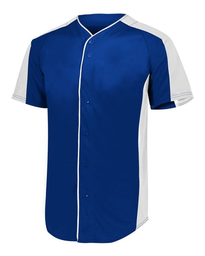 Augusta Sportswear Youth Full Button Baseball Jersey 1656 #color_Navy/ White