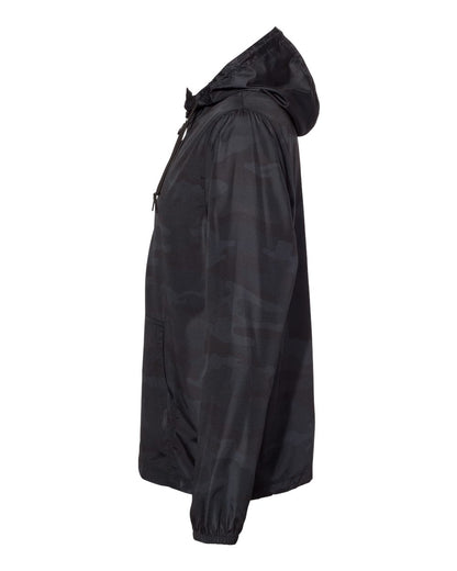 Independent Trading Co. Unisex Lightweight Quarter-Zip Windbreaker Pullover Jacket EXP54LWP #color_Black Camo