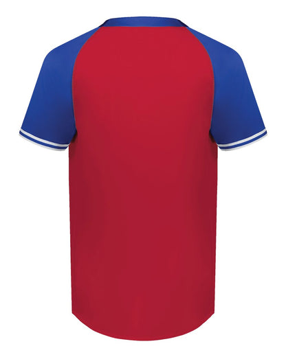 Augusta Sportswear Cutter Henley Jersey 6905 #color_Scarlet/ Royal