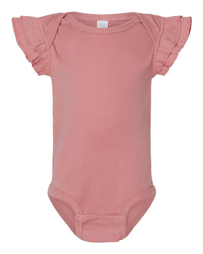 Rabbit Skins Infant Flutter Sleeve Baby Rib Bodysuit 4439 #color_Mauvelous