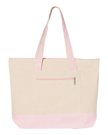 Q-Tees 19L Zippered Tote Q1300 #color_Natural/ Light Pink