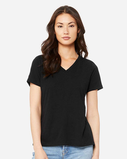 BELLA + CANVAS Women's Relaxed Triblend V-Neck Tee 6415 #colormdl_Solid Black Triblend