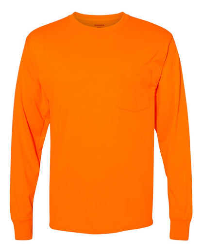 Hanes Unisex Workwear Long Sleeve Pocket T-Shirt W120 #color_Safety Orange