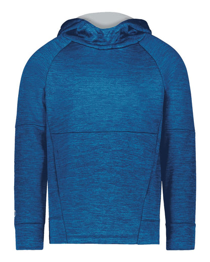 Holloway Youth All-Pro Performance Fleece Hooded Sweatshirt 223680 #color_Royal Heather/ Silver