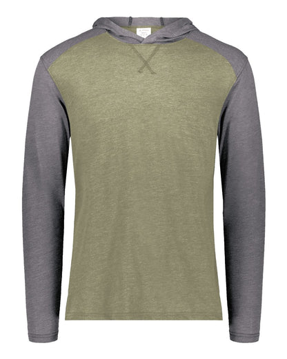 Augusta Sportswear Unisex Gameday Vintage Hooded T-Shirt 6884 #color_Olive Heather/ Carbon Heather
