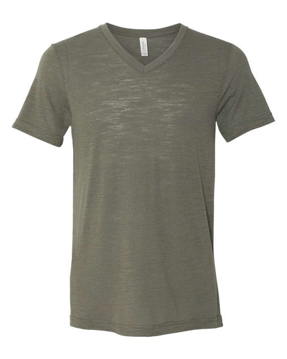 BELLA + CANVAS Textured Jersey V-Neck Tee 3655 #color_Olive Slub