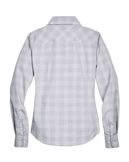 Devon & Jones Women's Crown Collection® Glen Plaid Woven Dress Shirt DG520W #color_White/ Graphite/ Grey Heather