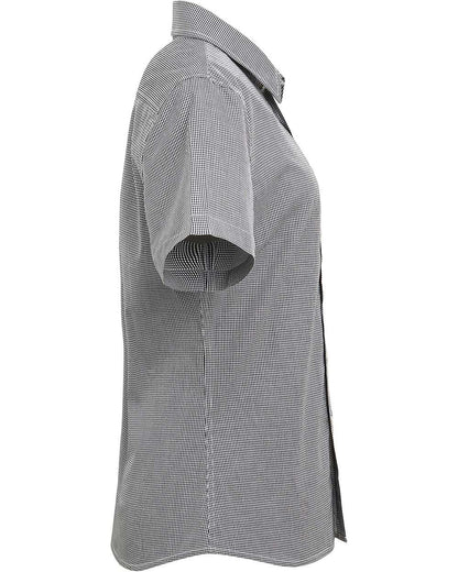 Artisan Collection by Reprime Women's Microcheck Gingham Short Sleeve Cotton Dress Shirt RP321 #color_Black/ White