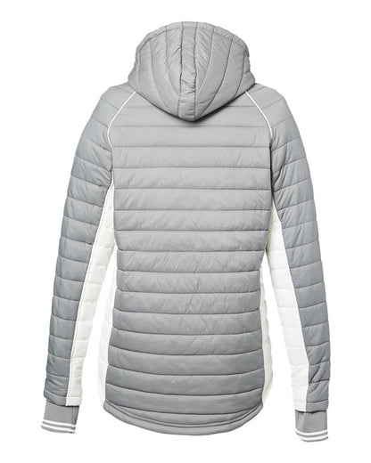 Nautica Women's Nautical Mile Hooded Puffer Jacket N17187 #color_Graphite/ Antique White