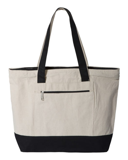 Q-Tees 19L Zippered Tote Q1300 #color_Natural/ Black