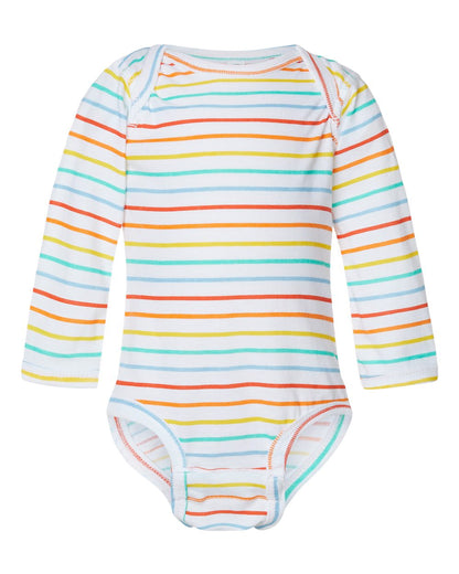 Rabbit Skins Infant Fine Jersey Long Sleeve Bodysuit 4421 #color_Rainbow Stripe
