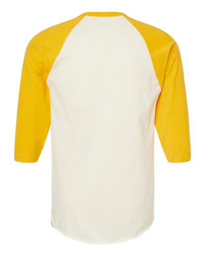 Tultex Fine Jersey Raglan T-Shirt 245 #color_Vintage White/ Mellow Yellow