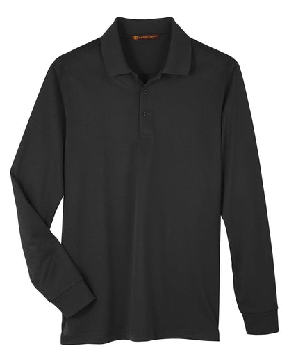 Harriton Men's Advantage Snag Protection Plus IL Long Sleeve Polo M348L #color_Black