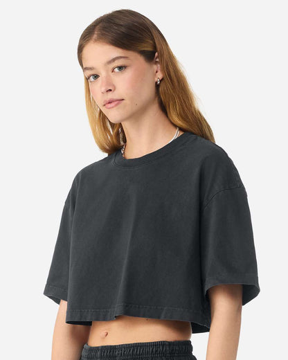 BELLA + CANVAS Women's Garment-Dyed Cropped Tee 6882GD #colormdl_Washed Black