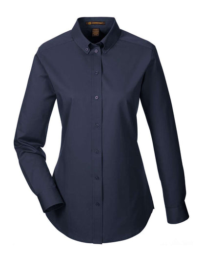 Harriton Women's Foundation Cotton Twill Shirt with Teflon M581W #color_Dark Navy