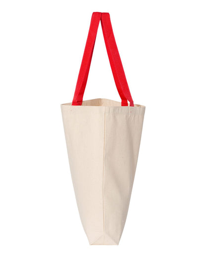 Q-Tees 11L Canvas Tote with Contrast-Color Handles Q4400 #color_Natural/ Red
