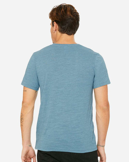 BELLA + CANVAS Unisex Textured Jersey V-Neck Tee 3655 #colormdl_Denim Slub