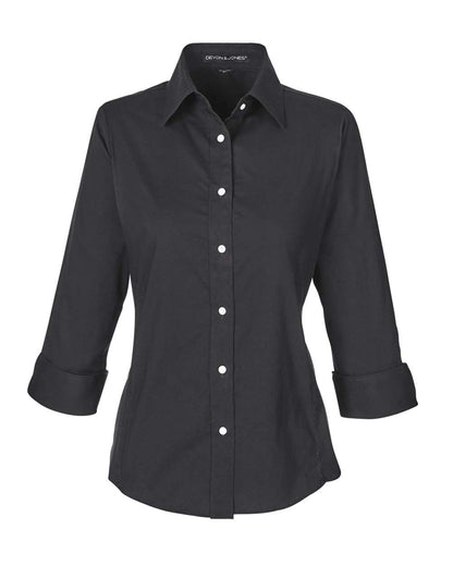 Devon & Jones Women's Perfect Fit™ Three-Quarter Sleeve Stretch Poplin Dress Shirt DP625W #color_Black