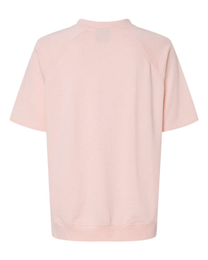 MV Sport Women's French Terry Short Sleeve Crewneck Sweatshirt W23711 #color_Cameo Pink