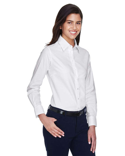 Harriton Women's Long Sleeve Oxford Dress Shirt M600W #colormdl_White