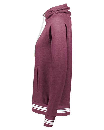 Holloway Women's All-American Fleece Funnel Neck Sweatshirt 229763 #color_Maroon Heather/ White