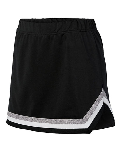 Augusta Sportswear Girls' Pike Skirt 9146 #color_Black/ White/ Metallic Silver