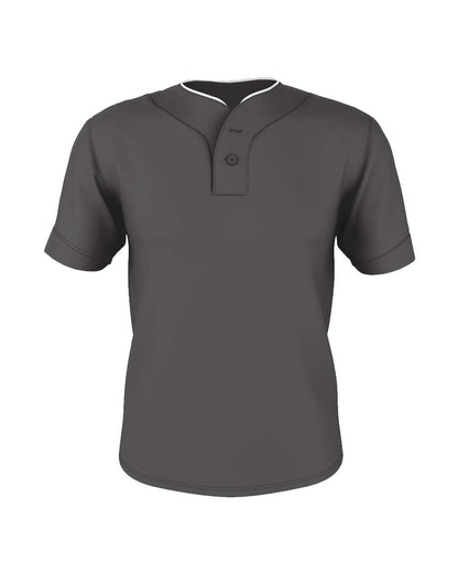 Alleson Athletic Two Button Mesh Baseball Jersey With Piping 52MTHJ #color_Charcoal/ White