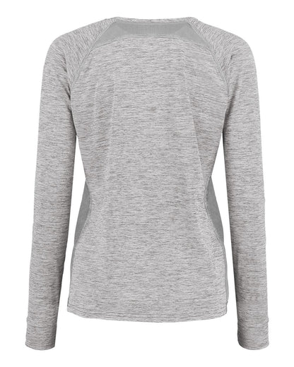 Holloway Women's Electrify CoolCore® Long Sleeve V-Neck T-Shirt 222770 #color_Athletic Grey Heather